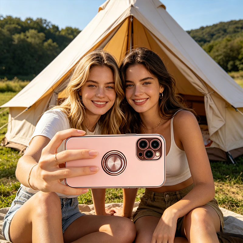 3Pack Electroplated Case for iPhone 12 Pro 6.1-Inch with Invisible Ring Stand Shockproof Rose Gold 🇬🇧