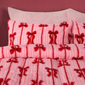 Bow Stripe Print Teddy Coverless 10.5 Tog Duvet Set - Pink 🇬🇧