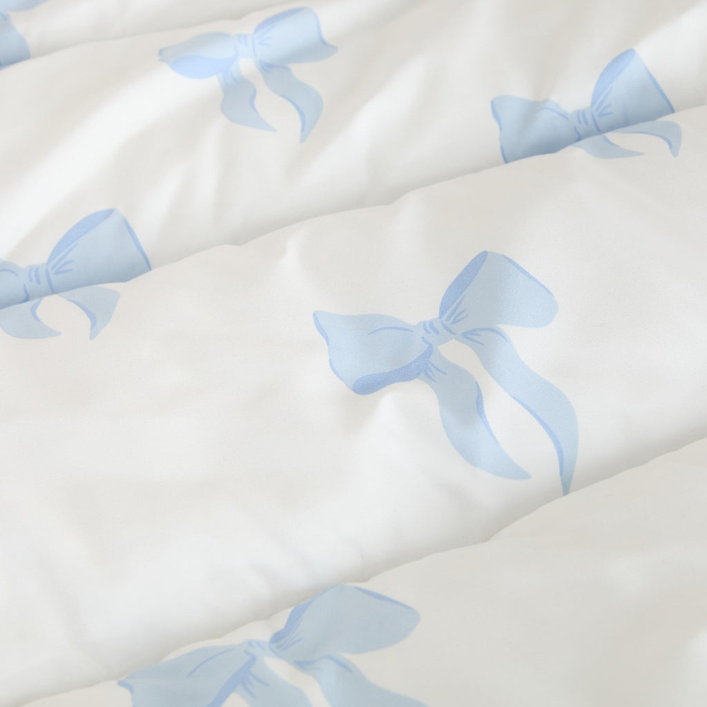 Bow Print Coverless 10.5 Tog Duvet Set - Blue 🇬🇧