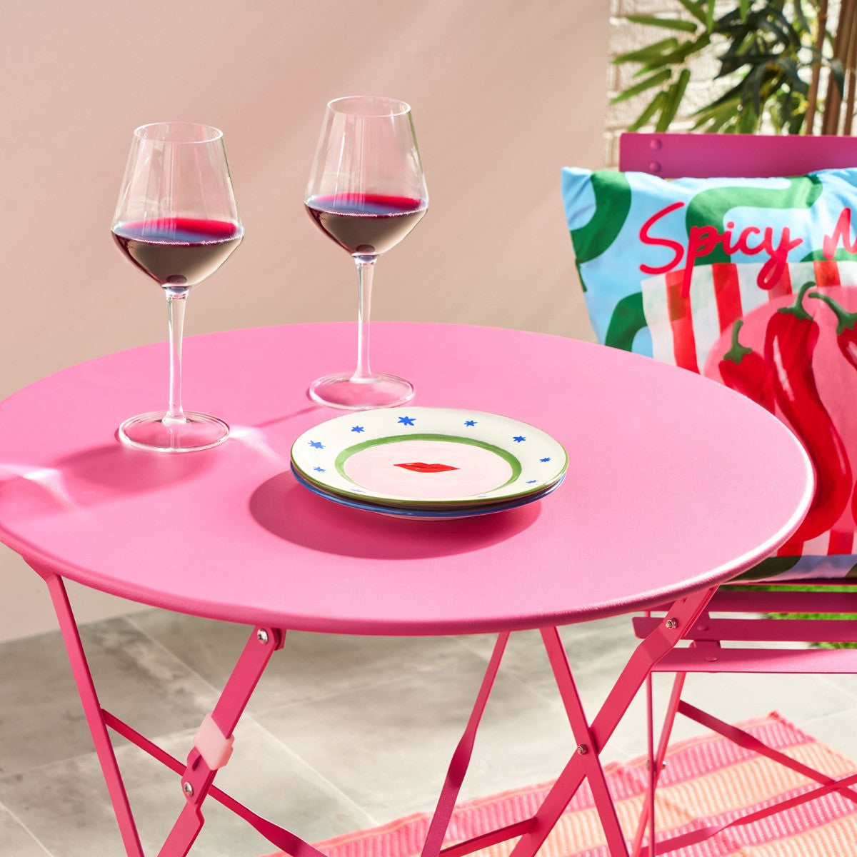 Metal Bistro Set, 3 Piece - Hot Pink 🇬🇧