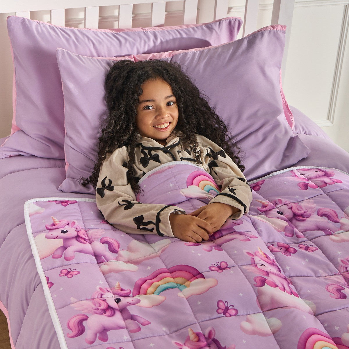 Kids Unicorn Print Weighted Blanket, Lilac - 3kg 🇬🇧