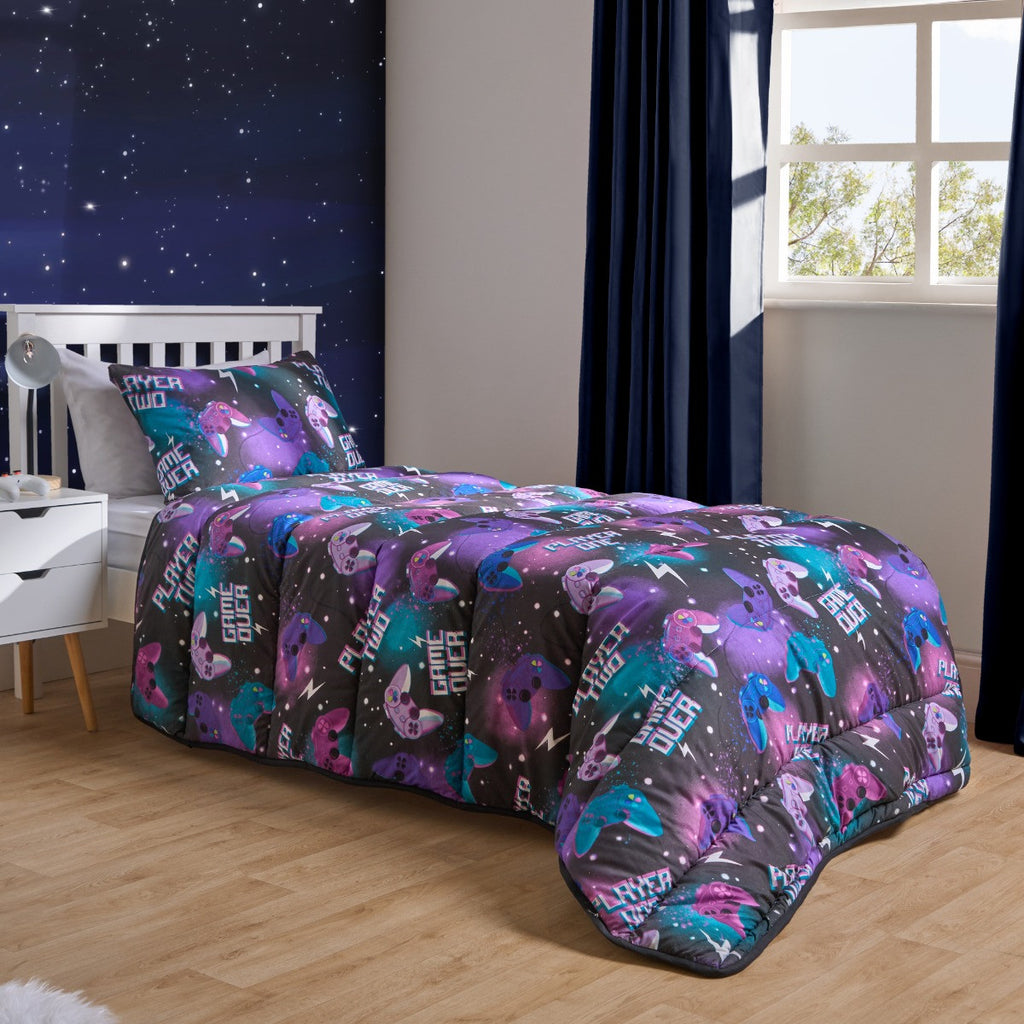 Gaming Coverless 10.5 Tog Duvet Set, Neon - Single 🇬🇧