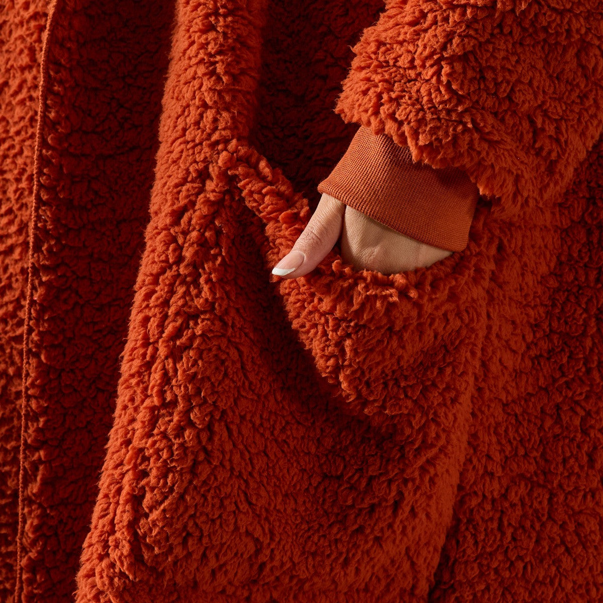 Waterfall Teddy Fleece Cardigan - Rust 🇬🇧