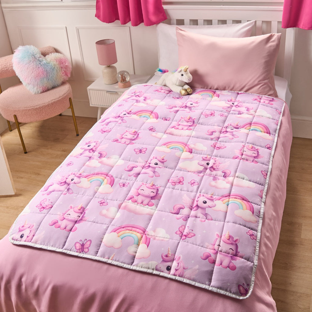 Kids Unicorn Print Weighted Blanket, Lilac - 3kg 🇬🇧