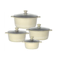 4PCS Die Cast Stockpot Pan with Lids Non Stick Cookware Set Stockpot Pan Stock Pot Kitchen Cooking Cream Colour 🇬🇧