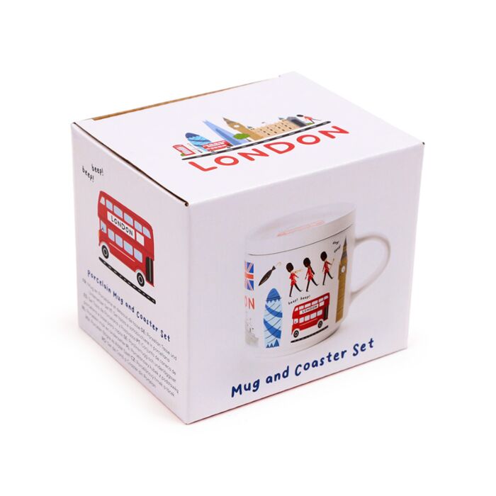 Porcelain Mug & Coaster Lid Set - London Souvenir 🇬🇧