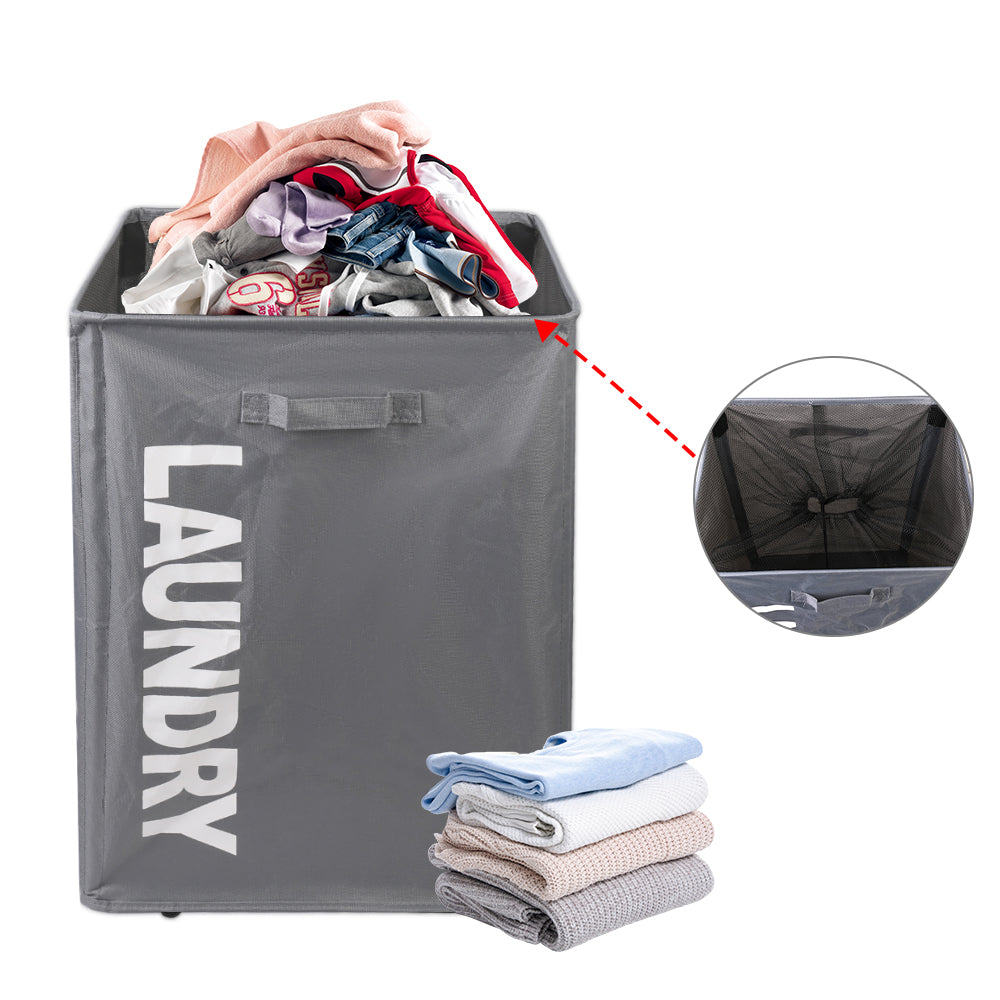 Collapsible Laundry Basket on Wheels Washing Clothes Bin Slim Rolling Hamper - Grey 🇬🇧