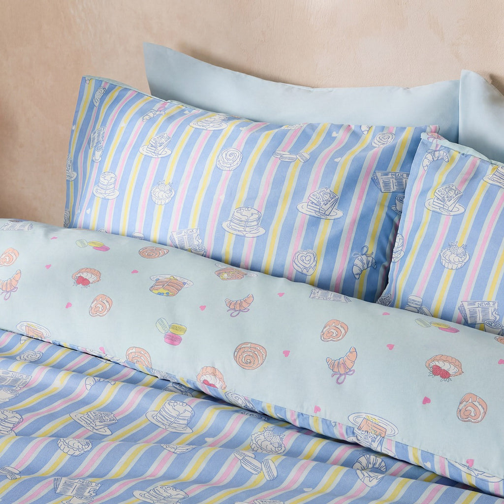 Patisserie Print Reversible Duvet Cover Set - Blue 🇬🇧