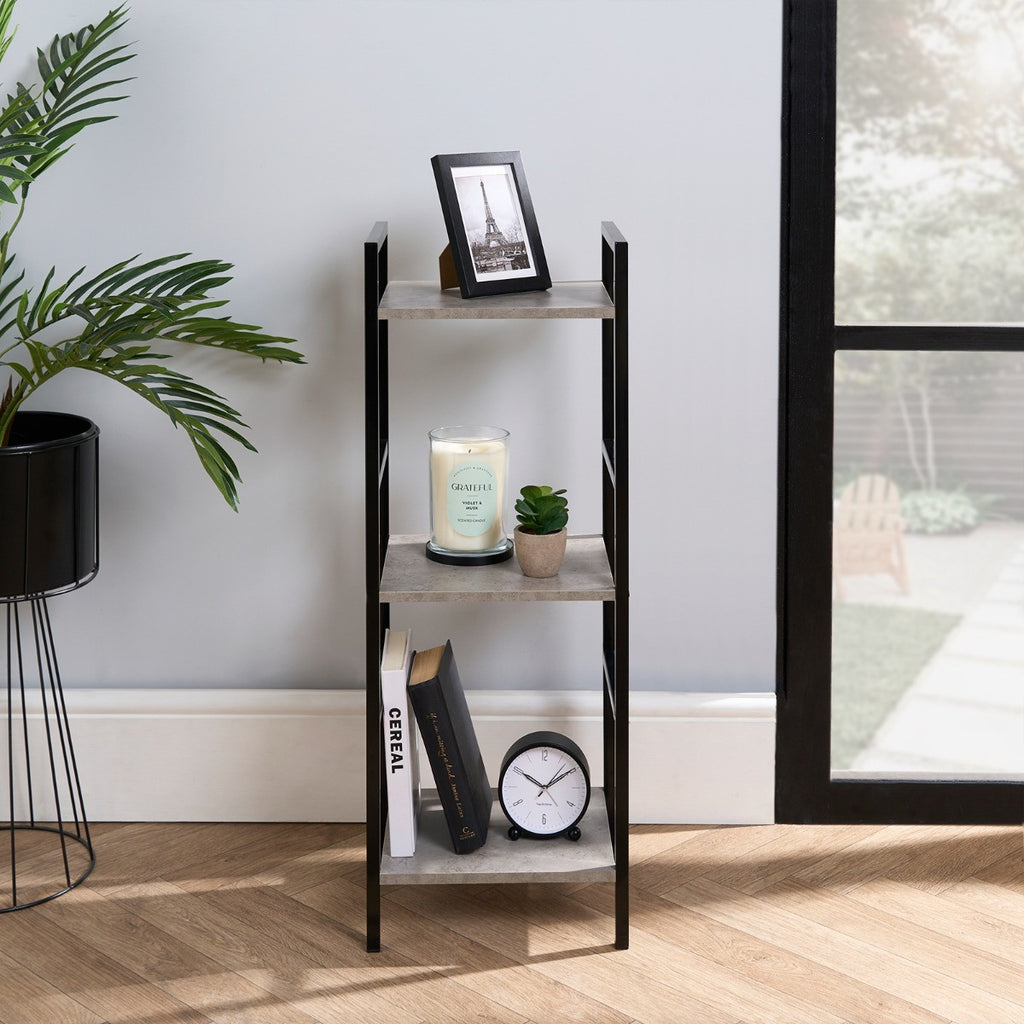 Manhattan 3-Tier Shelving Unit - Concrete Effect 🇬🇧