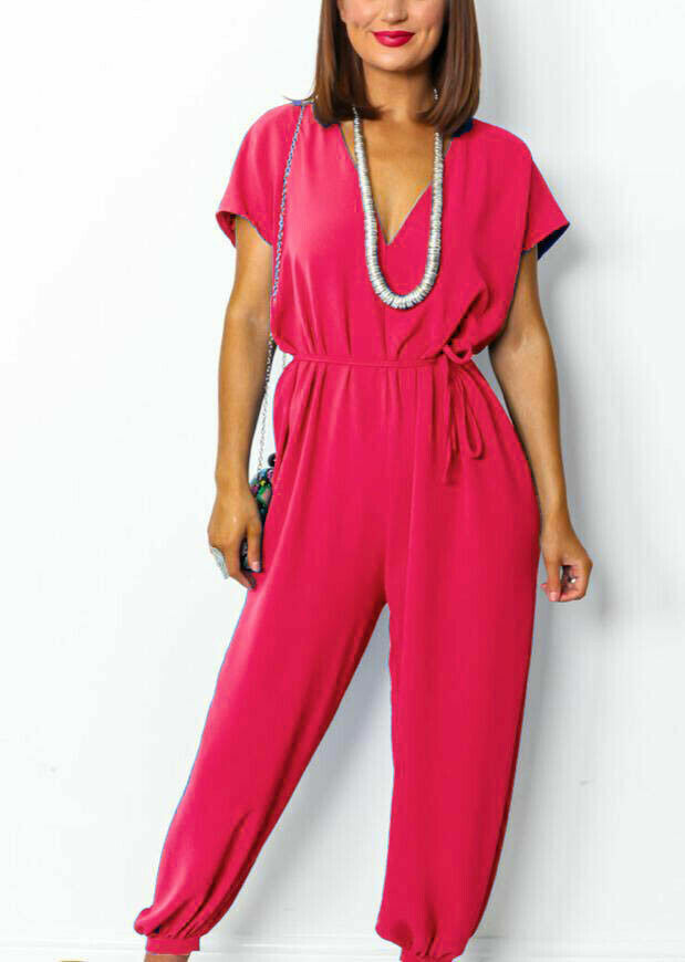 Ladies V Neck Tie Up Jumpsuit 🇬🇧