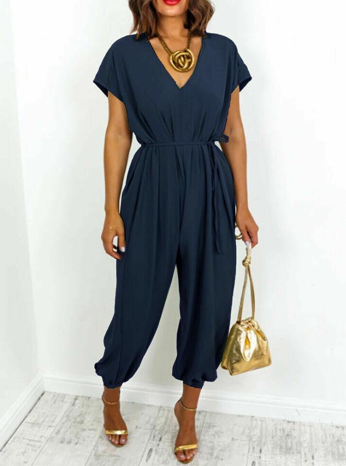Ladies V Neck Tie Up Jumpsuit 🇬🇧