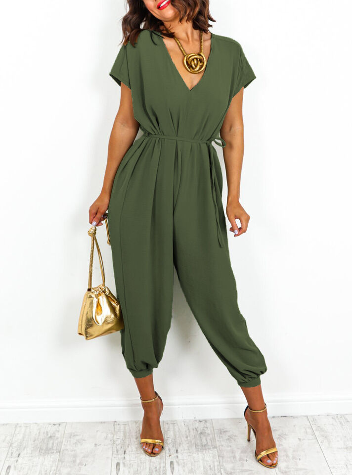 Ladies V Neck Tie Up Jumpsuit 🇬🇧