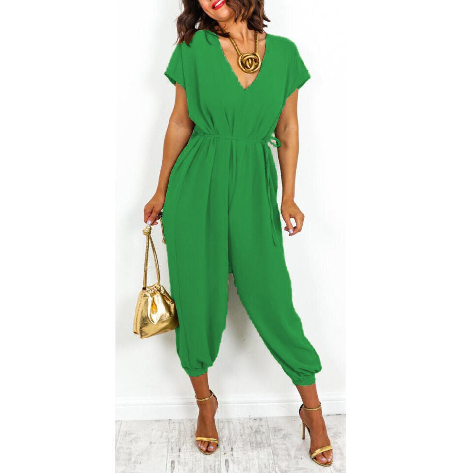 Ladies V Neck Tie Up Jumpsuit 🇬🇧