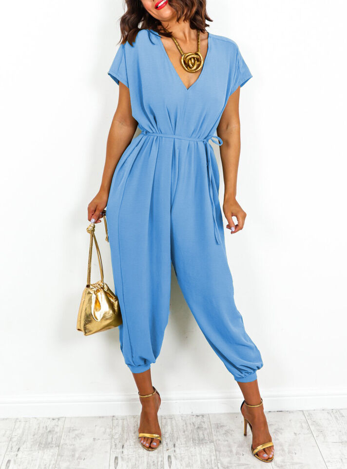 Ladies V Neck Tie Up Jumpsuit 🇬🇧