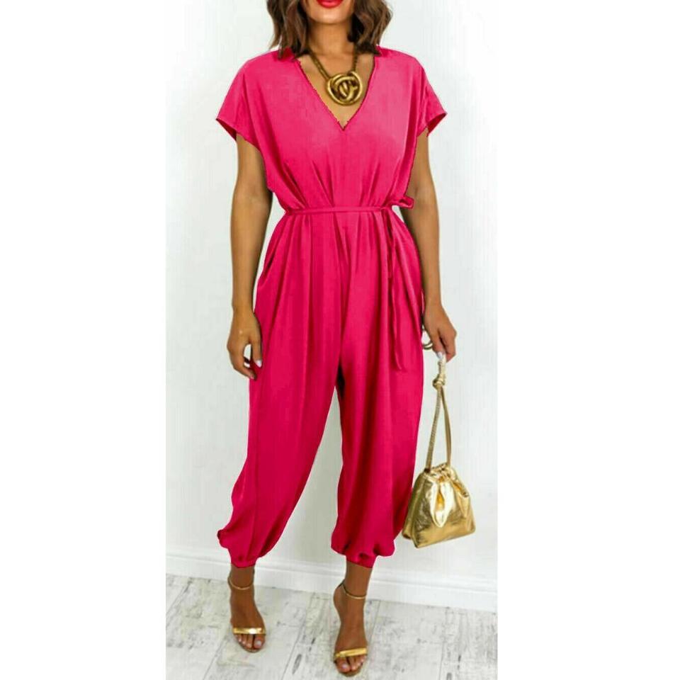Ladies V Neck Tie Up Jumpsuit 🇬🇧