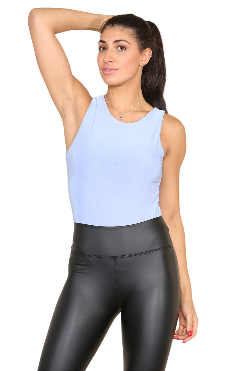Slinky Racer Round Neck Double Layered Top Bodysuit 🇬🇧