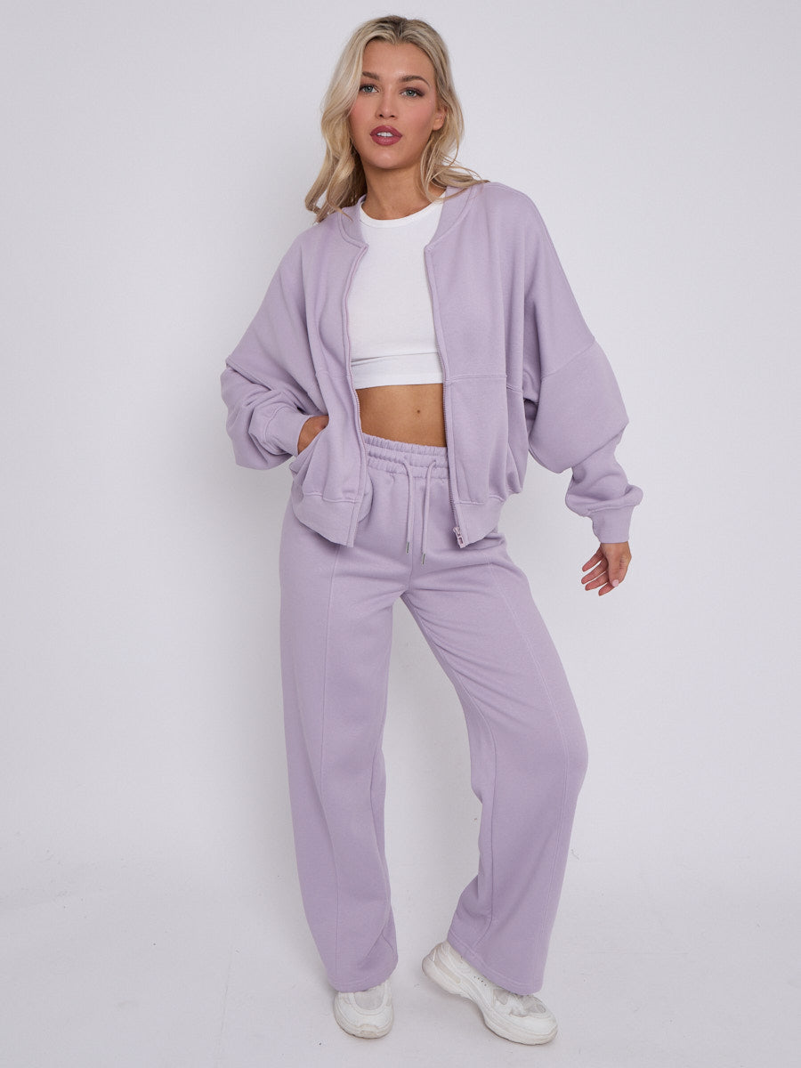 Oversized Bomber Style Fleece Zipper Co-ord 🇬🇧