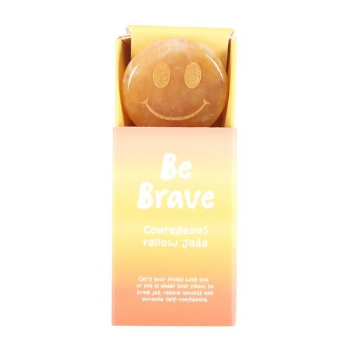 Be Brave Yellow Jade Happy Face Crystal 🇬🇧