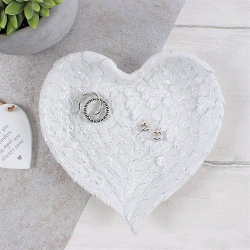 Glitter Heart Shaped Angel Wing Trinket Dish 🇬🇧