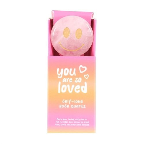 You Are Loved Rose Quartz Happy Face Crystal 🇬🇧