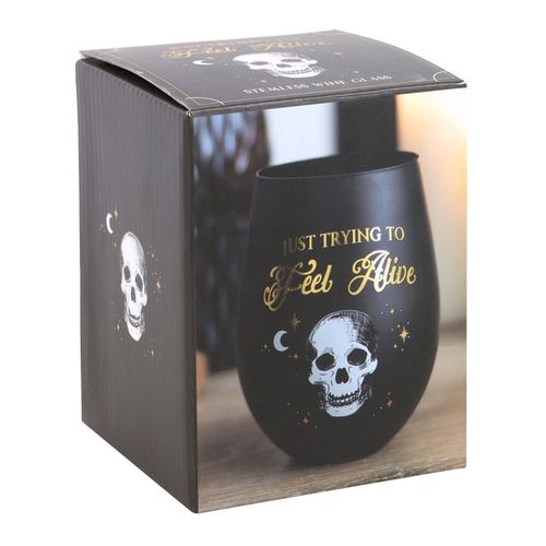 Trying to Feel Alive Stemless Wine Glass 🇬🇧