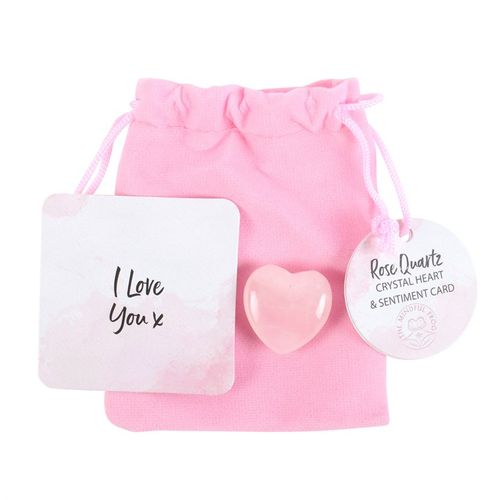 I Love You Rose Quartz Crystal Heart in a Bag 🇬🇧