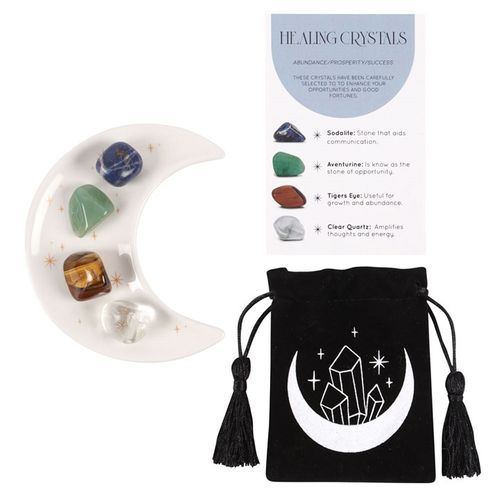 Success Healing Crystal Set with Moon Trinket Dish 🇬🇧
