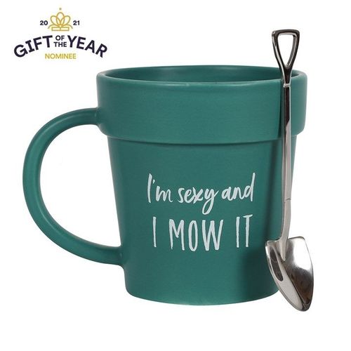 Sexy and I Mow It Pot Mug and Shovel Spoon 🇬🇧
