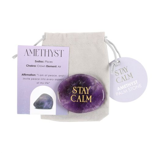 Stay Calm Amethyst Crystal Palm Stone 🇬🇧