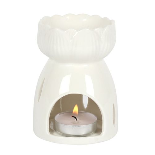 White Gloss Lotus Flower Oil Burner 🇬🇧