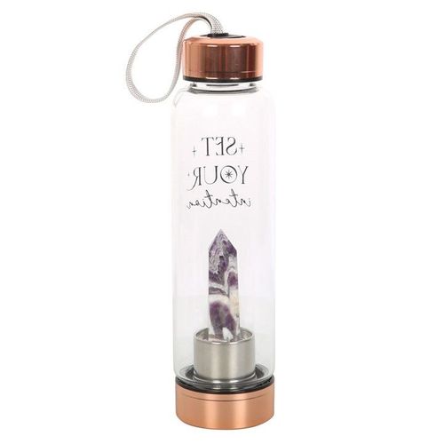 Amethyst Set Your Intention Glass Water Bottle 🇬🇧