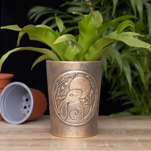 Moon Gazing Hare  Bronze Terracotta Plant Pot by Lisa Parker 🇬🇧