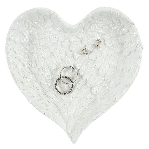 Glitter Heart Shaped Angel Wing Trinket Dish 🇬🇧