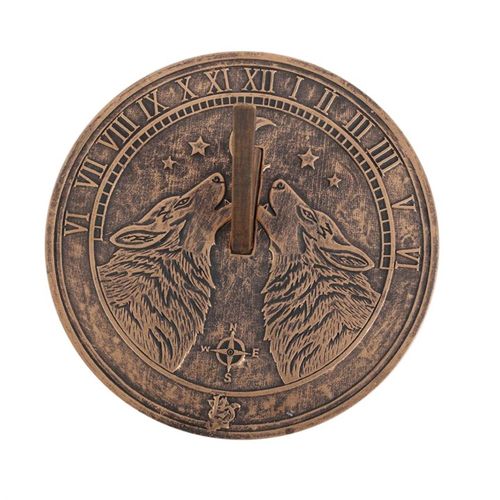 Howling Wolves Terracotta Sundial by Lisa Parker 🇬🇧