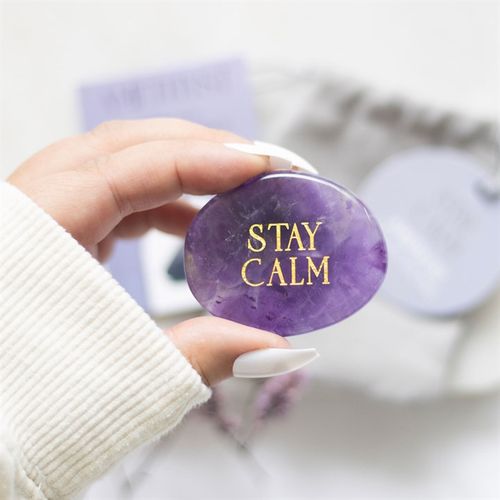 Stay Calm Amethyst Crystal Palm Stone 🇬🇧