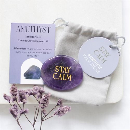 Stay Calm Amethyst Crystal Palm Stone 🇬🇧