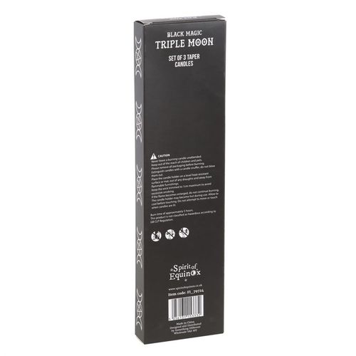 Set of 3 Black Magic Triple Moon Taper Candles 🇬🇧