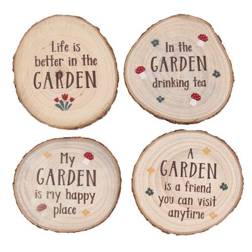 Garden Wood Slice Coaster Set 🇬🇧