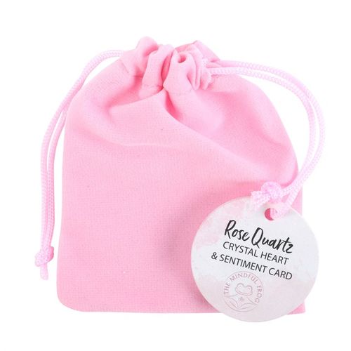 I Love You Rose Quartz Crystal Heart in a Bag 🇬🇧
