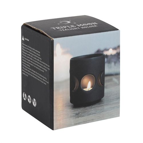Small Black Triple Moon Cut Out Tealight Holder 🇬🇧