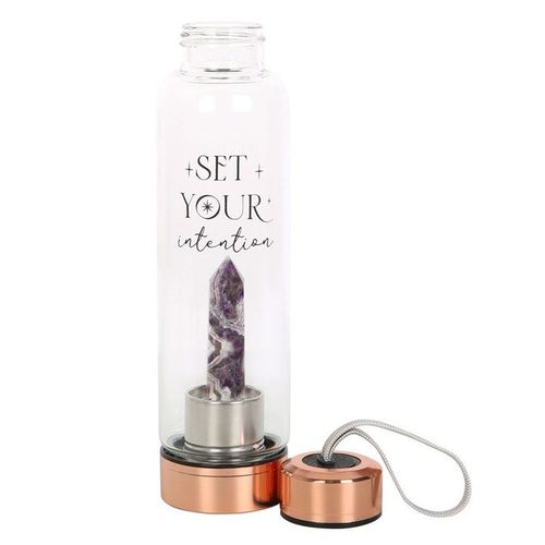 Amethyst Set Your Intention Glass Water Bottle 🇬🇧