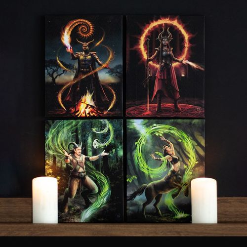 19x25cm Fire Element Sorceress Canvas Plaque by Anne Stokes 🇬🇧