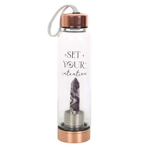 Amethyst Set Your Intention Glass Water Bottle 🇬🇧