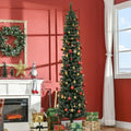 HOMCOM 7.5FT Artificial Snow Dipped Christmas Tree Xmas Pencil Holiday Home Indoor Decoration with Foldable Black Stand 🇬🇧