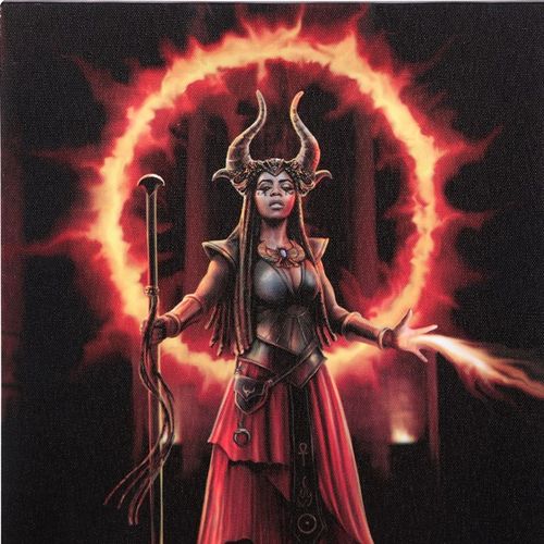 19x25cm Fire Element Sorceress Canvas Plaque by Anne Stokes 🇬🇧