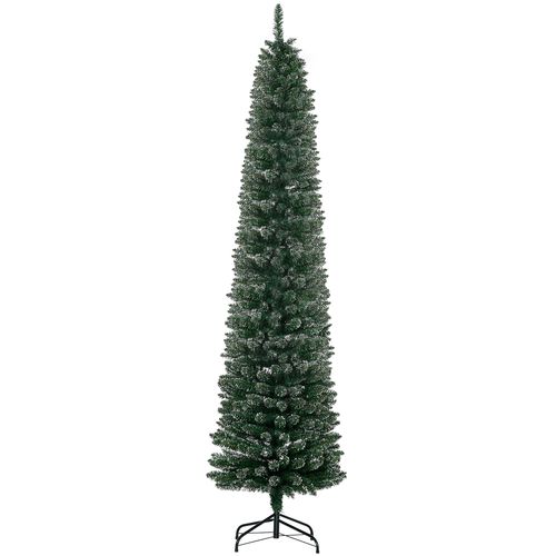 HOMCOM 7.5FT Artificial Snow Dipped Christmas Tree Xmas Pencil Holiday Home Indoor Decoration with Foldable Black Stand 🇬🇧