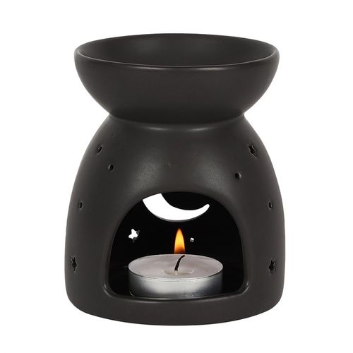 Black Mystical Moon Cut Out Oil Burner 🇬🇧