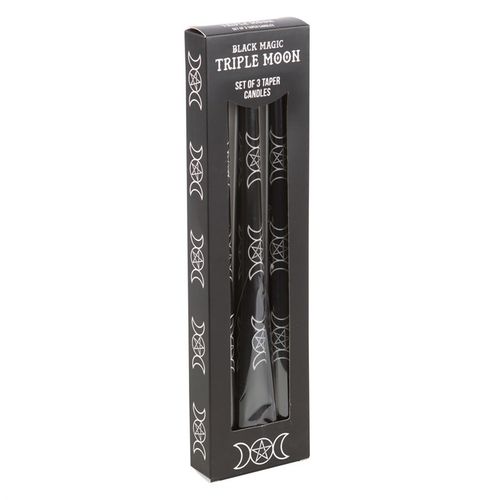 Set of 3 Black Magic Triple Moon Taper Candles 🇬🇧