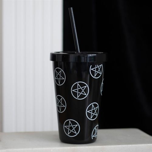 Pentagram Plastic Tumbler with Straw 🇬🇧