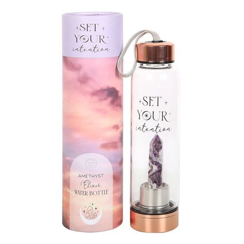 Amethyst Set Your Intention Glass Water Bottle 🇬🇧